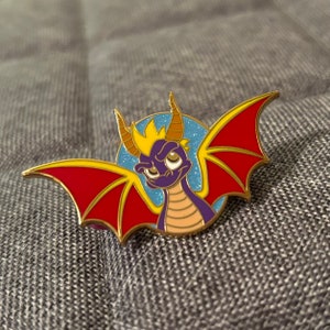 Heroic Purple Gamer Dragon Portrait Gold Plated Hard Enamel Pin