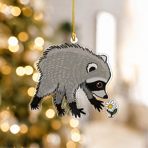 Jimothy Stay Weird Raccoon Ornament, Quirky Meme Acrylic Christmas Tree Decor Gift