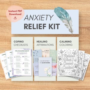 Anxiety Relief Kit Self Help Printable Calm Down Checklists Panic Attack Gift Grounding Techniques Self Care Gift for Anxious Friend Support