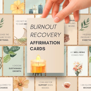 Burnout Recovery Affirmation Cards Printable | 40 Self-Care Affirmations | Rest & Healing | Mental Health Gift (Digital Download)