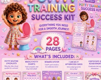 Kit imprimible para el entrenamiento para ir al baño y planificador de éxito / Tablas de recompensas para niños pequeños, tarjetas de rutinas (descarga digital)