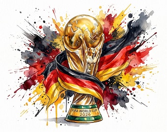 Germany | FIFA World Cup 2026 Watercolor Trophy Design | German Soccer Art (Digital Download)