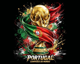 Portugal World Cup Champions Poster | Paint Splatter Football Trophy Art (Digital Download)
