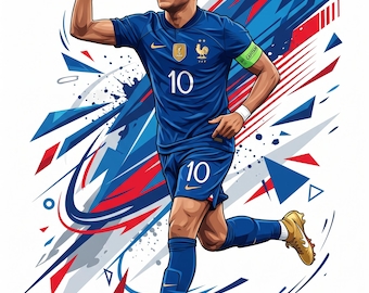 Kylian Mbappe PNG | France Soccer Player Digital Art (Sublimation Design)
