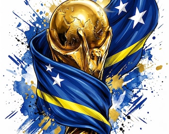 Curaçao Soccer Trophy PNG | Watercolor World Cup Splash Design (Digital Download)