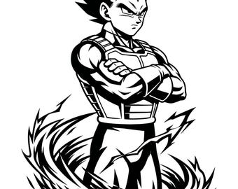 Vegeta Anime Warrior Line Art SVG | Saiyan Cricut Cut File (Digital Download)