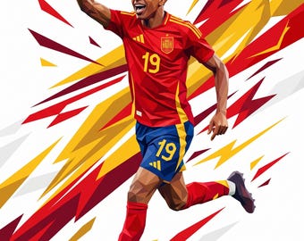 Lamine Yamal Spain Football Low Poly Art PNG | Soccer Player Digital Graphic (Digital Download)