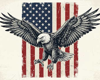Vintage Bald Eagle American Flag SVG | Distressed Patriotic USA T-Shirt Design (Digital Download)