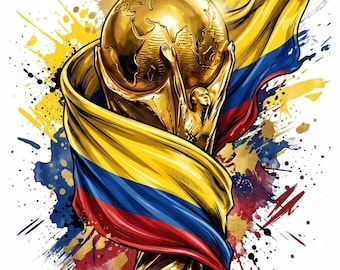 Colombia Coppa del Mondo 2026 Trofeo PNG, Calcio Schizzi di Vernice Arte (Download Digitale)