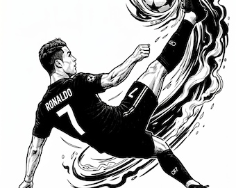 Cristiano Ronaldo Bicycle Kick SVG, CR7 Soccer Player Vector Art (Digital Download)