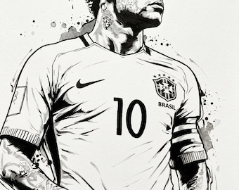 Neymar Jr Ink Splash Art | Brazil Soccer Player SVG Bundle (Digital Download)
