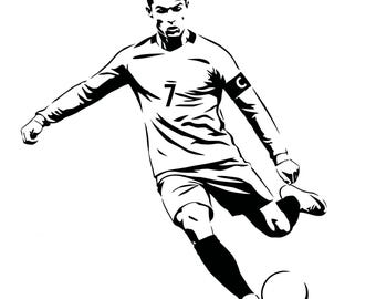 Minimalist Soccer Player Line Art – CR7 Silhouette (Digital Download)
