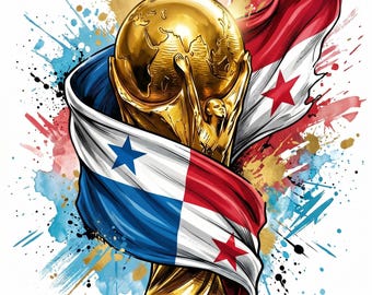 Panama Football PNG | Watercolor World Cup Trophy Design (Digital Download)