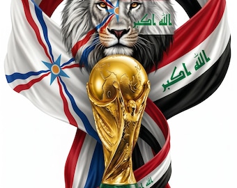 Iraqi Assyrian Lion Flag PNG Bundle + Gift | World Cup Soccer Graphic (Digital Download)
