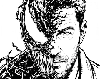 Venom Split Face SVG | Comic Symbiote Antihero Cut File (Digital Download)