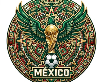 Mexico Soccer Crest PNG Bundle | Aztec Eagle Football Sublimation (Digital Download)