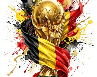 Belgium World Cup 2026 Trophy PNG | Soccer Splash Art, Flag Apparel (Digital Download)