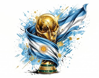 Argentina World Cup Trophy Splash Art | Soccer Champion Sublimation Design (Digital Download)