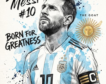 Lionel Messi Digital Art PNG/SVG / Argentina #10 Maestro / GOAT del calcio Design ad acquerello per maglietta