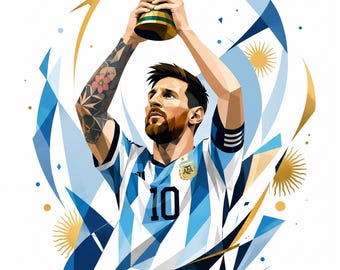 Lionel Messi World Cup PNG | Geometric Argentina Soccer Art (Digital Download)