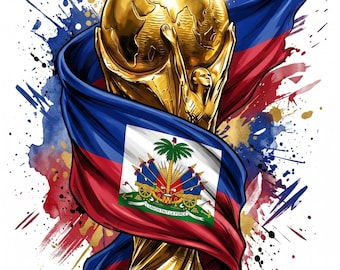 Haiti World Cup 2026 PNG, Haitian Flag Soccer Trophy Sublimation Design, Football Digital Download