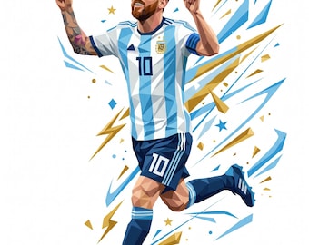 Lionel Messi Geometric Art PNG | Argentina Soccer Player Digital Graphic (Digital Download)