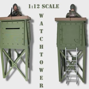 Watchtower Diorama 1/12 1:18 Scale Guard Tower | Military Observation Tower | Action Figure Display Scenery | Unpainted Kit