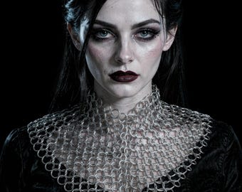 Handmade Chainmail Collar | Medieval Shoulder Jewelry, Ren Faire Costume, Fantasy Larp Cosplay Wear