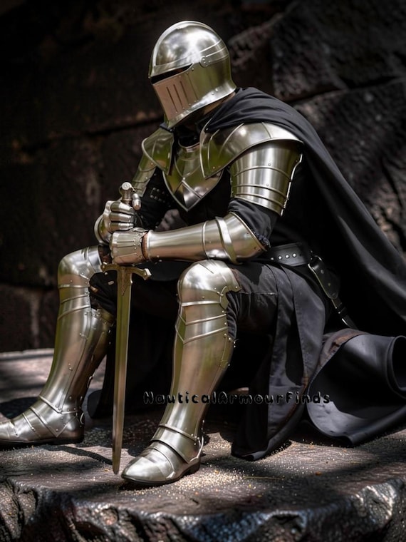 Medieval Full Body Plate Armor Suit – Gothic Knight Combat Warrior Larp Outfit (18G Steel)