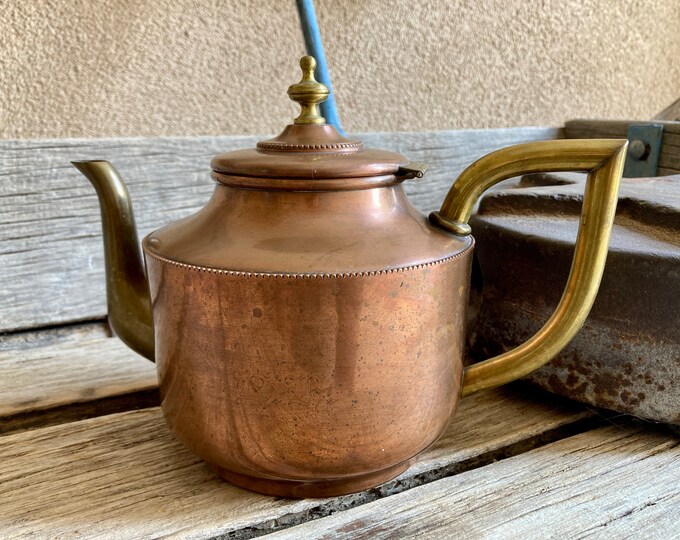 Vintage Copper Kettle With Fliptop Lid, Metal Tea Kettle With EG
