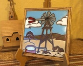 Fiesta Tiles Decorative Tile made in Phoenix AZ, Southwestern Decor, Wall Decor, Ceramic Tile Trivet, Hot Plate, Cowboy Gift, Watering Hole