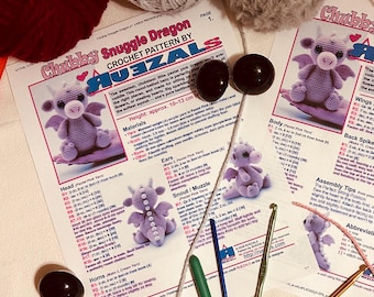 Patrón de ganchillo para dragón regordete / Peluche amigurumi (Descarga en PDF)