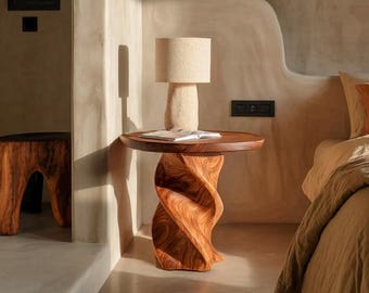 Sculpturale organische gedraaide moderne houten unieke bijzettafel