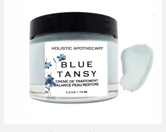 BLUE TANSY Face Cream Facial Moisturizer  Blue Tansy Balm Gentle Organic Natural Face Moisturizer Organic Face Cream  Glass Jar