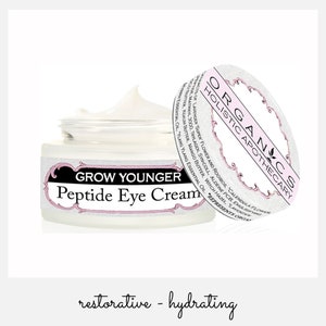 Grow Younger Triple PEPTIDE Eye Cream with HYALURONIC Acid Moisturizer for delicate eye area Smoothes Wrinkles  Glass Jar