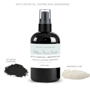 Organic Clear Skin Face Wash Deep Pore Cleanser, with Tea Tree Charcoal & Bentonite Clay for Enlarged Pores non drying