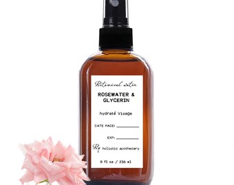 ROSE WATER Spray w/ Glycerin Rose Water Mist Promotes a Youthful Glow Rose Water Toner Regenerating, Hydrates, Nourishes Skin  Setting Spray