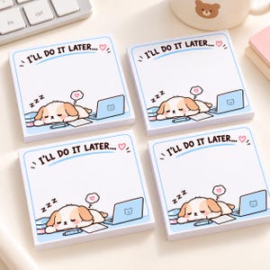 Funny Dog Sticky Notes, I'll Do It Later Notepad, Cute Office Supplies, Coworker Gift, Office Humor, Desk Accessories, Set of 4
