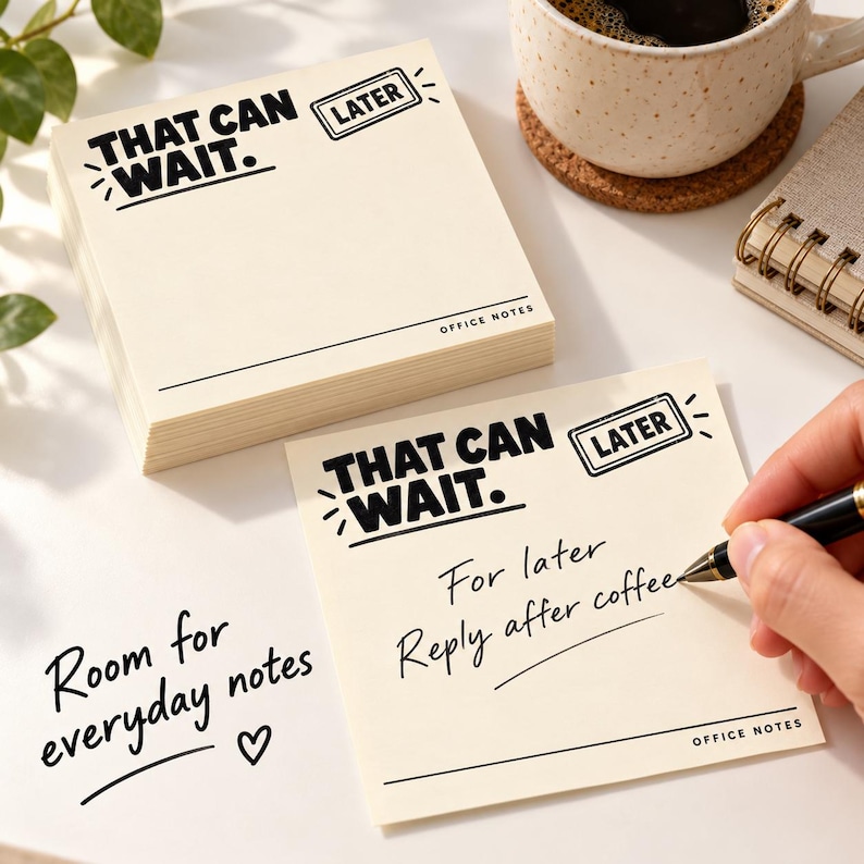 That Can Wait Sticky Notes, Set of 4 Funny Office Memo Pads, 50 Sheets ...
