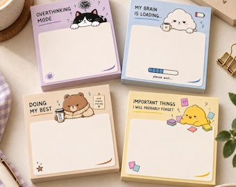 Notas adhesivas divertidas con animales que cambian de estado de ánimo, 4 diseños, 50 hojas de cada uno (7,5 cm)