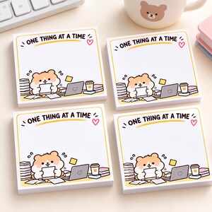 Notas adhesivas con forma de hámster, bloc de notas "Una cosa a la vez", material de oficina divertido, regalo para compañeros de trabajo, notas para listas de tareas, juego de 4