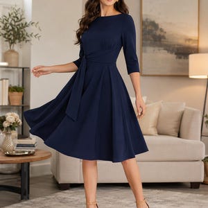 navy cocktail dress australia Navy Blue Tea Length Dress
