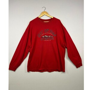 Gorpcore Jeep Mens XL Red Long Sleeve Off Road Adventures Graphic Workwear Tee