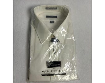 Business Professional Van Heusen Mens 17.5 34/35 White Corum Fitted Dress Shirt