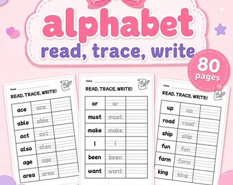 80 Read Trace Write Worksheets | Preschool Kindergarten Handwriting Practice (PDF)