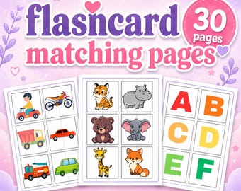 30 Matching Flashcards for Kids | Printable Memory Game | Preschool Montessori Activity | Toddler Learning Cards