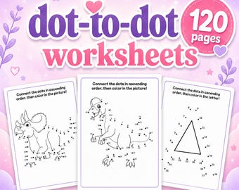 120 Dot to Dot Coloring Worksheets | Connect the Dots Printable Pages (PDF)