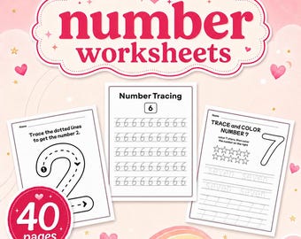 Number Tracing Worksheets for Kids | Preschool, Pre-K, Kindergarten Handwriting Practice (40 Pages)