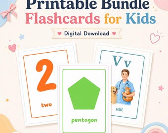 72 Preschool Flashcards Bundle | ABC, Numbers & Shapes Learning Cards for Toddlers, Pre-K and Kindergarten | Printable PDF Digital Download