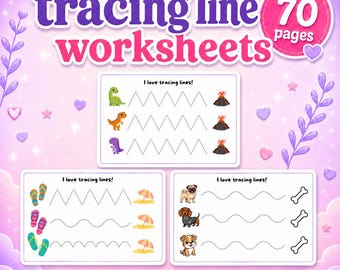 70 Line Tracing Worksheets | Preschool Pre-Writing Practice | Kids Fine Motor Skills (PDF)